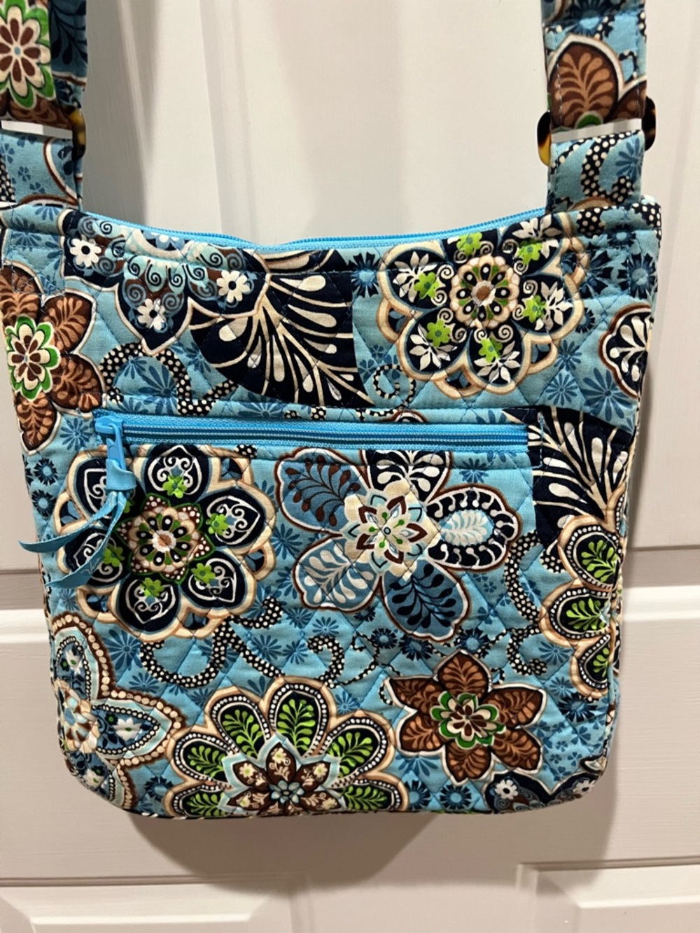 Vera Bradley Turquoise Quilted Floral Crossbody Bag